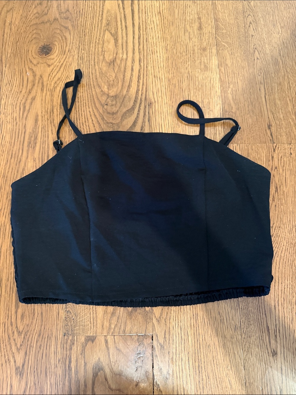 ambition Black Cropped Tank Top with Adjustable Straps